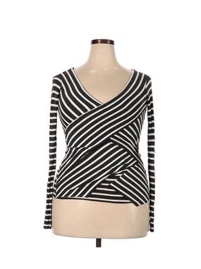 Bailey 44 Black & White Striped Wrap Long Sleeve Top